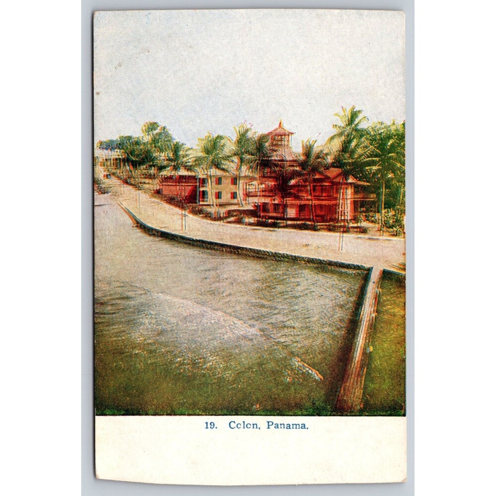 Antique Colon Panama Postcard #19 Hotel Washington Front View 1910s Litho *READ